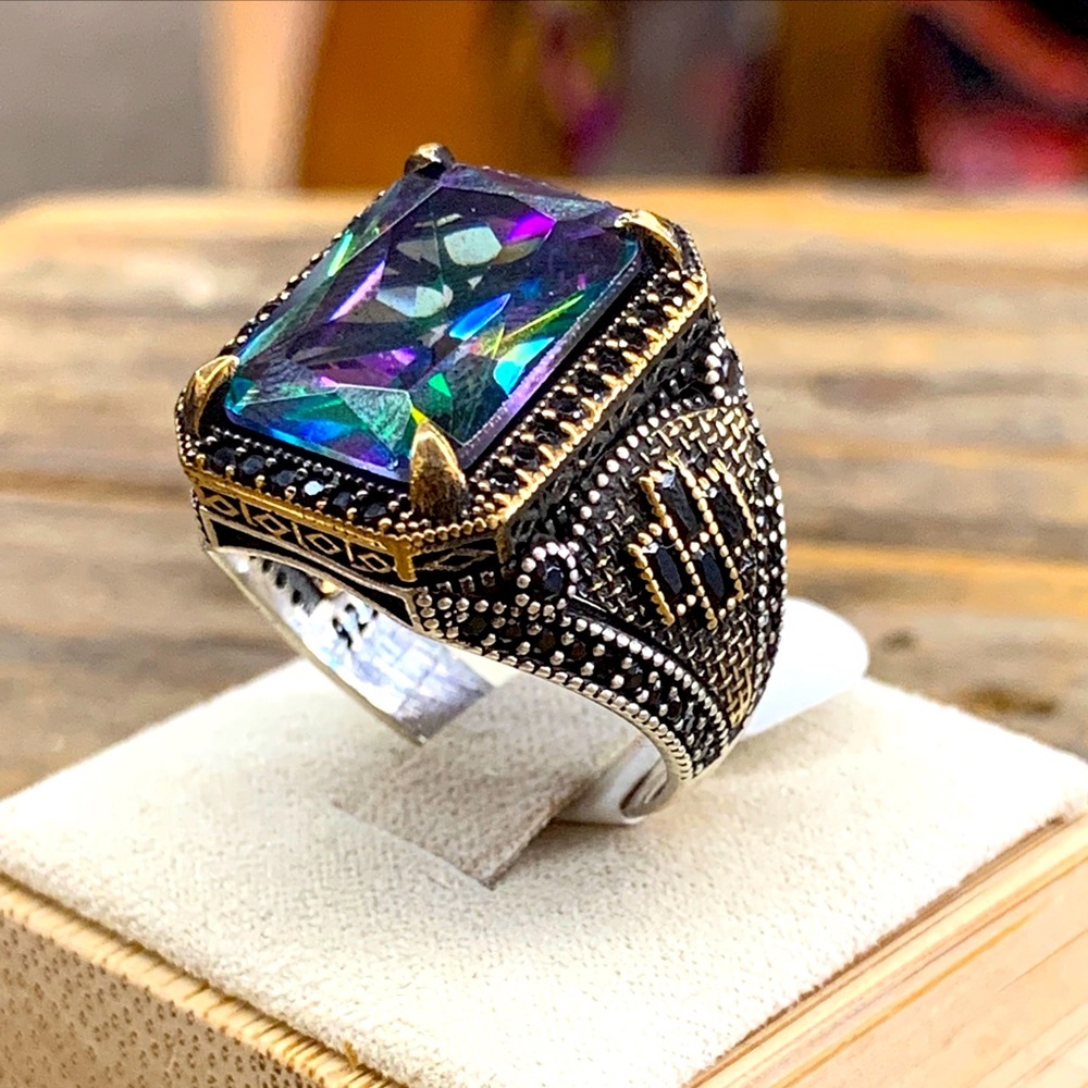 Alexandrite 925 silver bronze setting ring size 10